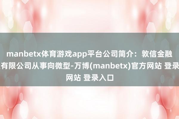 manbetx体育游戏app平台公司简介：敦信金融控股有限公司从事向微型-万博(manbetx)官方网站 登录入口